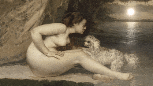 Femme nue au chien